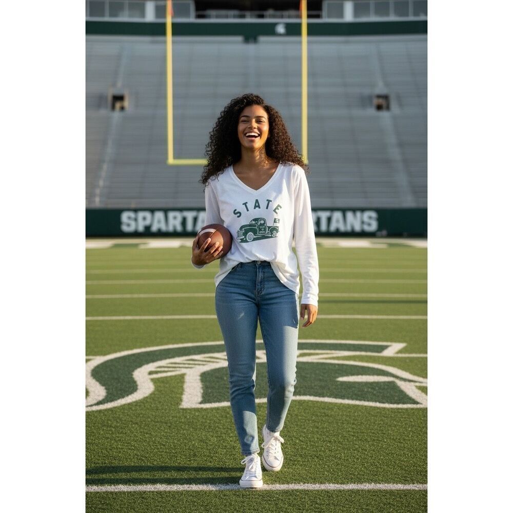 Life is Good State Long Sleeve Tee XL White Green Truck Graphic Michigan State V